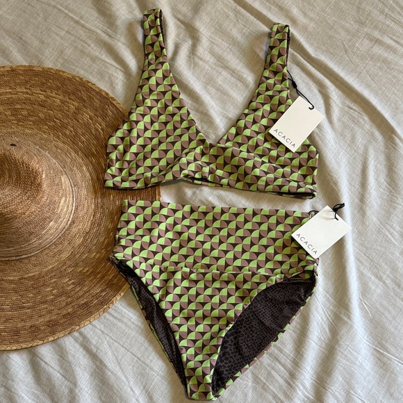 acacia swimwear Other - Acacia Swimwear Green and Black Patterned Bikini